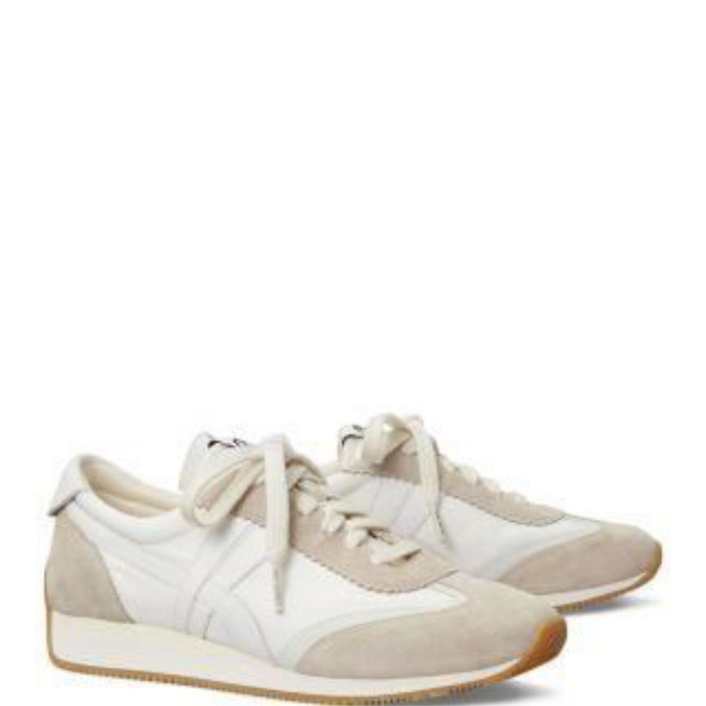 Tory Burch White and Tan Athletic Sneakers